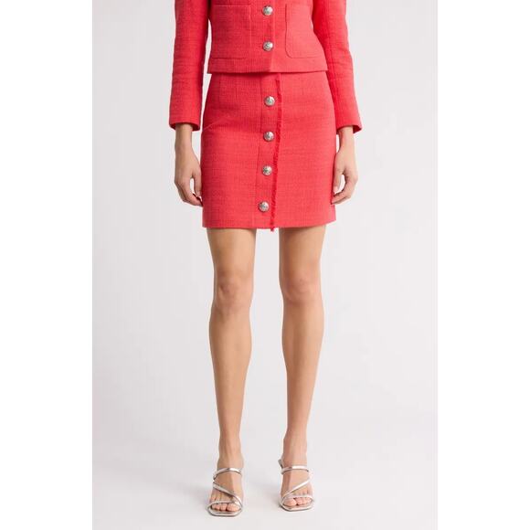 VERONICA BEARD Melia Tweed Orange Mini Skirt - Picture 1 of 8